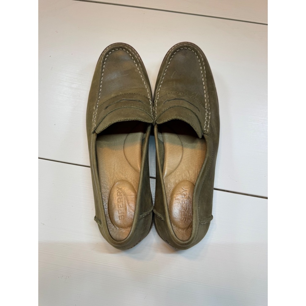 Sperry Top-Sider Seaport Penny Loafers Olive Green Leather Womens 11 STS82358 - Picture 3 of 4